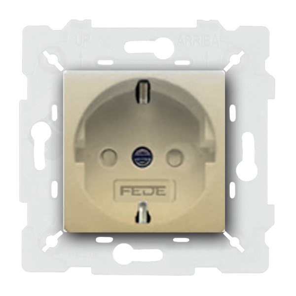  Розетка с заземлением и со шторками, винтовые клеммы Fede Vintage Wood Бежевый (в сборе)